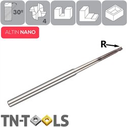 ALTIN NANO 30º Z4 Corner Radius End Mill 1º Taper