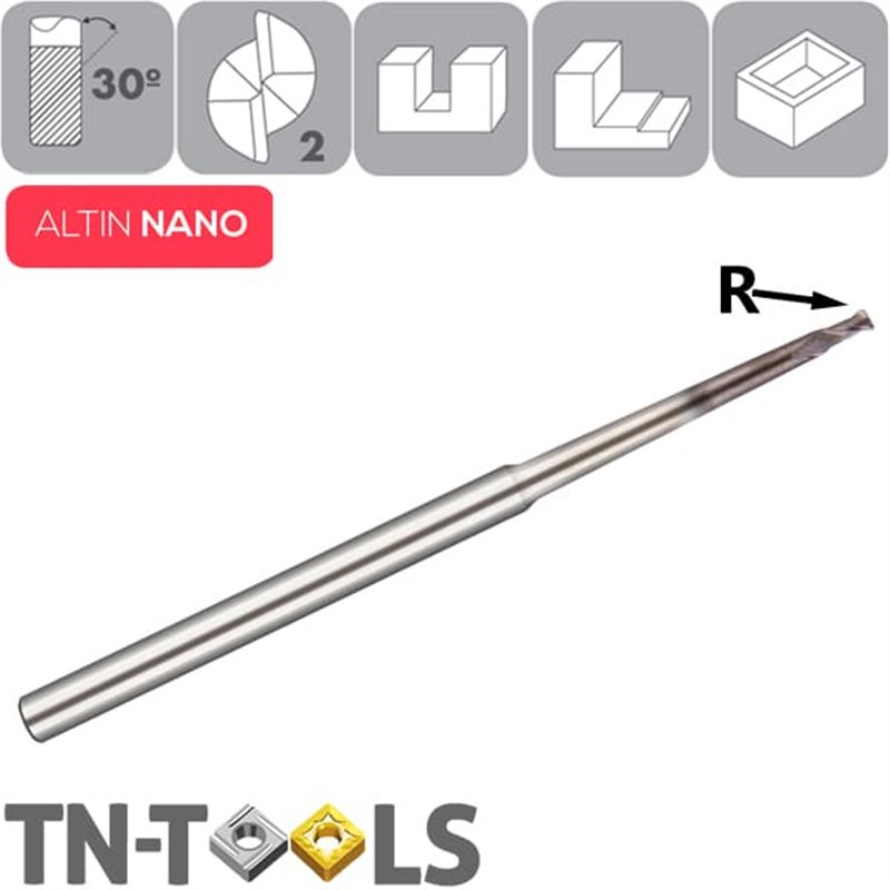 ALTIN NANO 30º Z2 Corner Radius End Mill 1,5º Taper