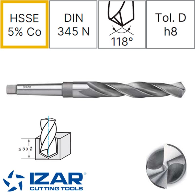 Broca Mango Cónico INOX Serie Corta HSSE 5% Co