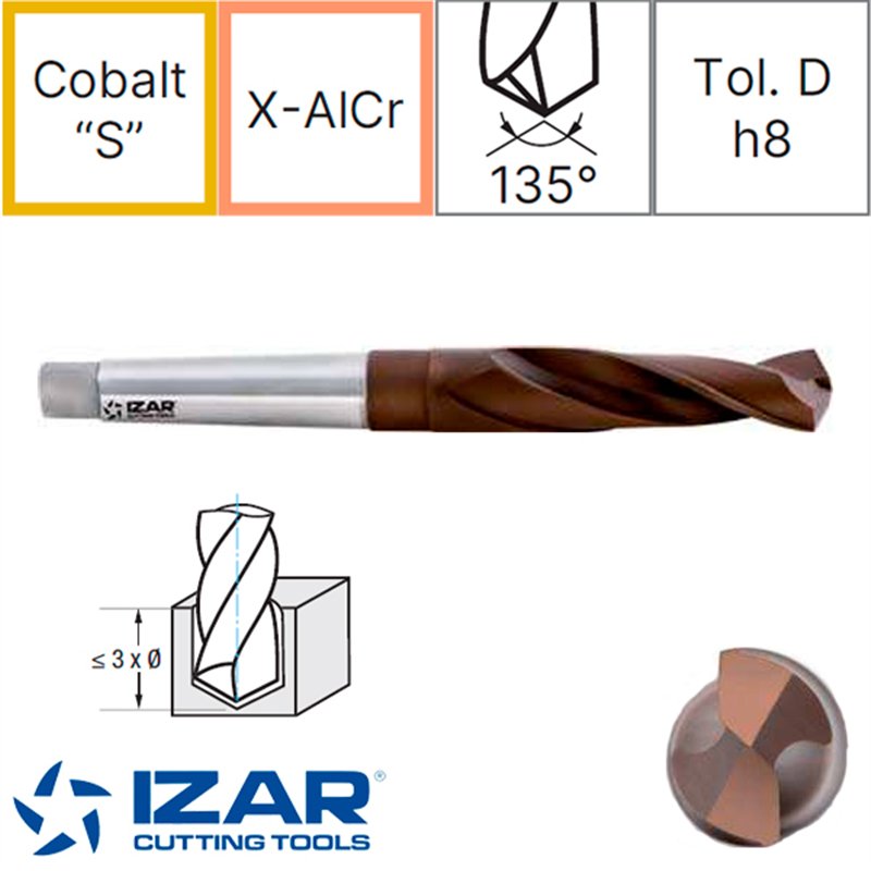 High Resistance Materials Morse Taper Shank Drill Bit. Stub Series X-AlCr