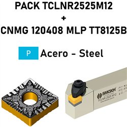 Pack TCLNR2525M12 + CNMG 120408 MLP TT8125B-TT