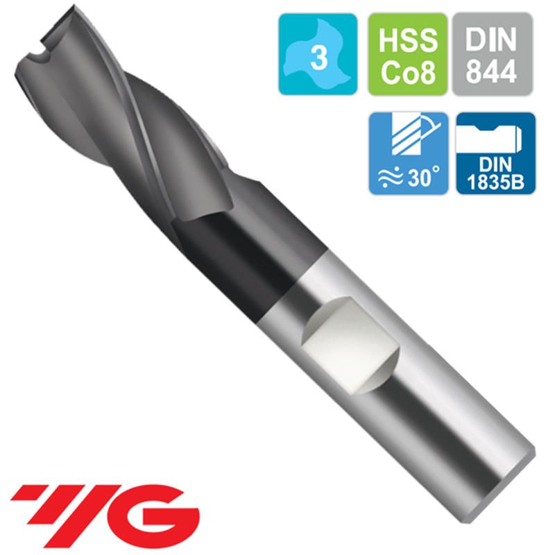 Fresa Acero HSSCo8 3 Corte Recubrimiento TiAlN