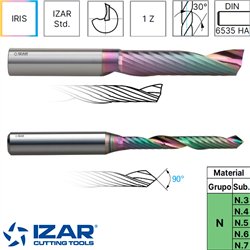 Fraise carbure série longue 1Z polyglass Aluminium/Thermoplastiques IRIS