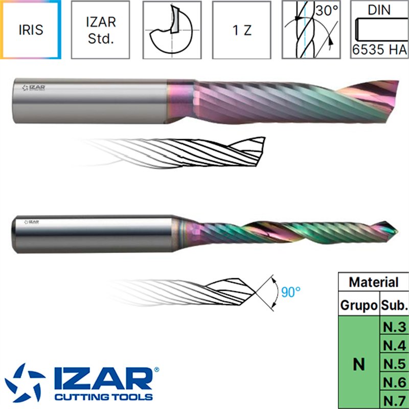Aluminium/Thermoplastics 1Z Mirror Long Series Polished Carbide End Mill IRIS