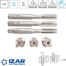 Juego Machos Únicos Mano Métrica Métrica Fina Norma ISO Ref. 3040