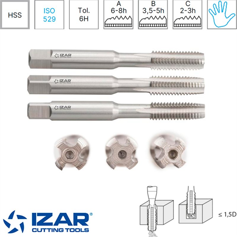 ISO Standard Metric Metric Fine Hand Single Tap Set Ref. 3040