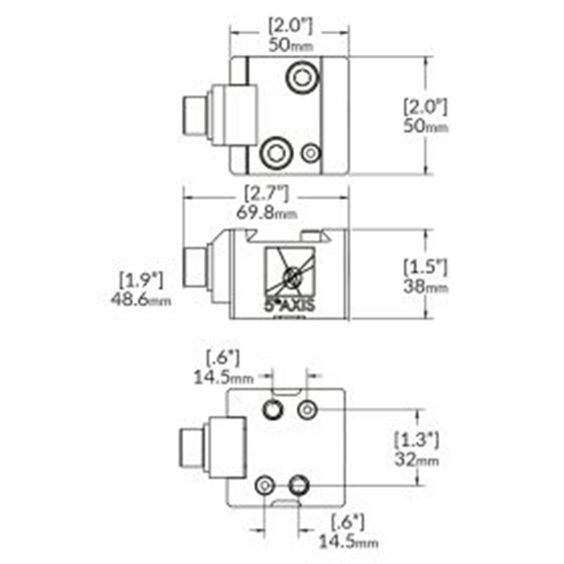 Dovetail clamping device - metric 50mm x 50mm x 38mm