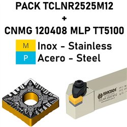 Pack TCLNR2525M12 + CNMG 120408 MLP TT5100