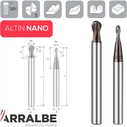 Arralbe Z2 BALL NOSE END MILL HARD CUTTING 70HRC Long Series