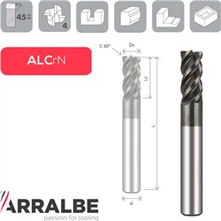 Arralbe Z4 Hyrux Fresa Helice Variable 43º-45º Alto Rendimiento Chaflan En Esquina Multiusos Calidad Premium