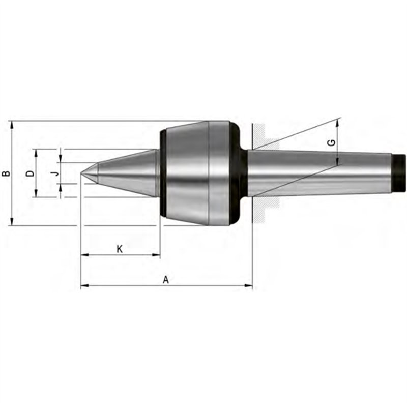 HVL Pro - Point central étendu Point central Conception précise, corps durci et meulé - angle de pointe 60°