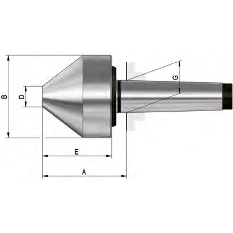 Revolving centering taper, cone truncated, 75°