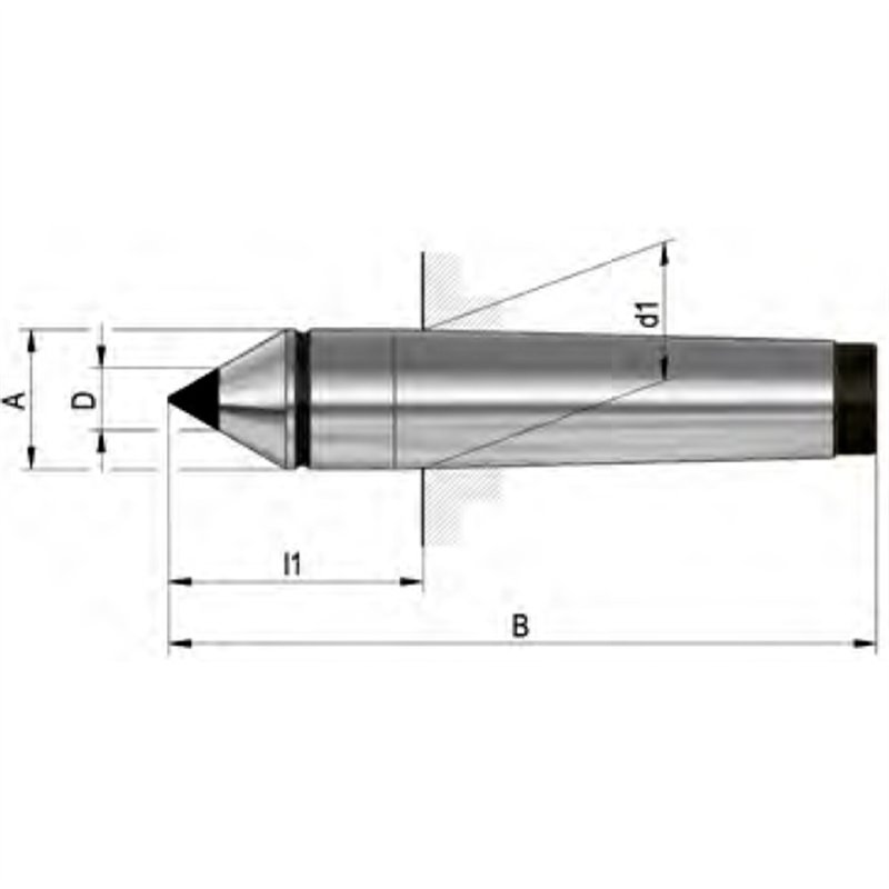 DIN 806, full point, ground, with carbide insert and regrinding line