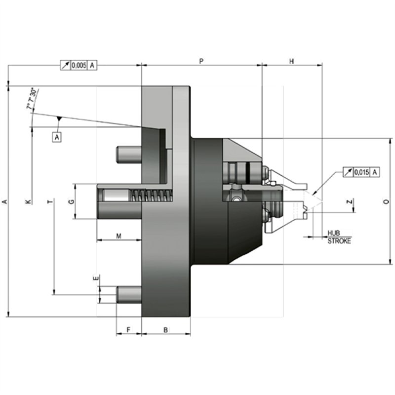 Basic body with short taper ISO 702-1 DIN 55026, with spring package basic body without driving disc and center, mechanical