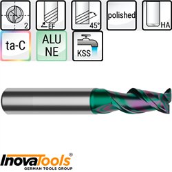 Fresa Metal Duro 2 Cortes Aluminio 45º ta-C INOVATOOLS