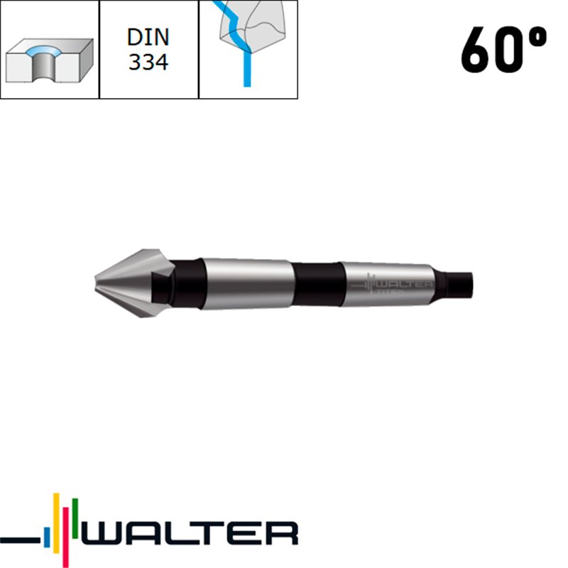 Walter Countersink HSS 3 Cuts with 60º Conical Shank